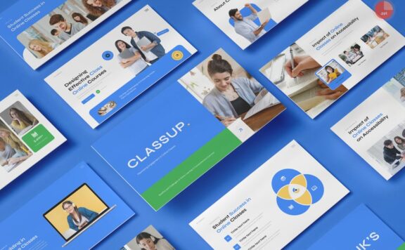 在线课程教育PPT模板 (PPTX)