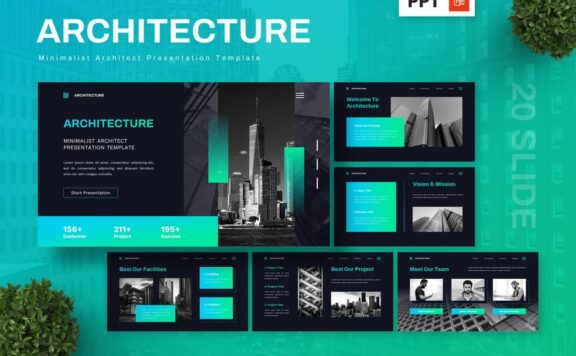 简约建筑师PPT模板 (PPTX)