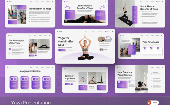 瑜伽冥想PPT模板 (PPTX)