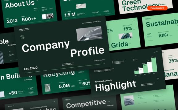 绿色白色奶油极简主义公司资料PPT模板 (PPTX,PPT)