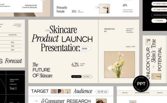 互动护肤产品发布PPT模板 (PPTX)
