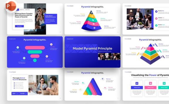 金字塔结构表现PPT模板 (PPTX)