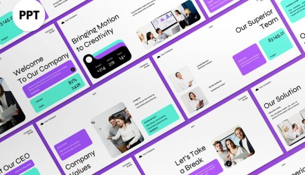 白色紫色现代公司资料PPT模板 (PPT,PPTX)