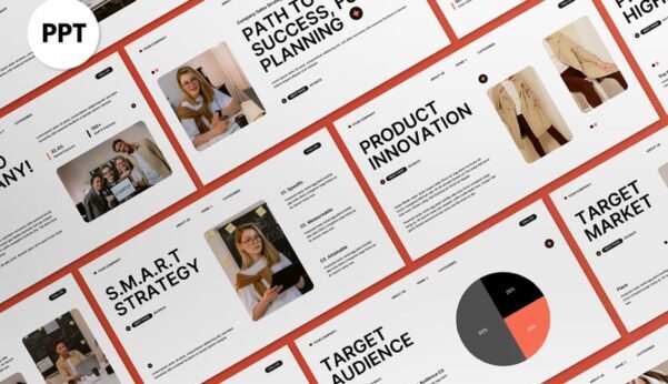 白色橙色销售策略计划PPT模板 (PPT,PPTX)