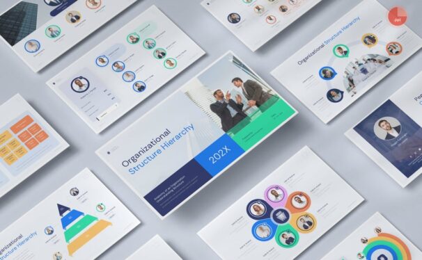 组织结构层次结构PPT模板 (PPTX)