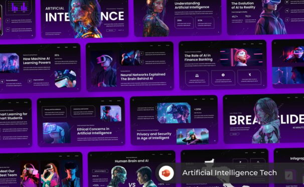 人工智能技术PPT模板 (PPT,PPTX)