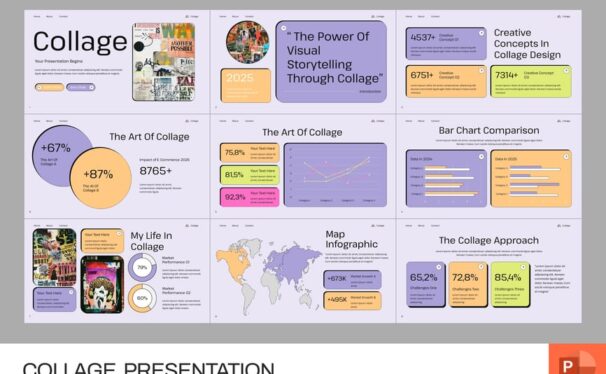 拼贴研究PPT模板 (PPTX)