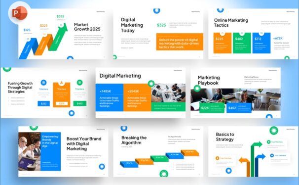 数字营销信息图表PPT模板 (PPTX)
