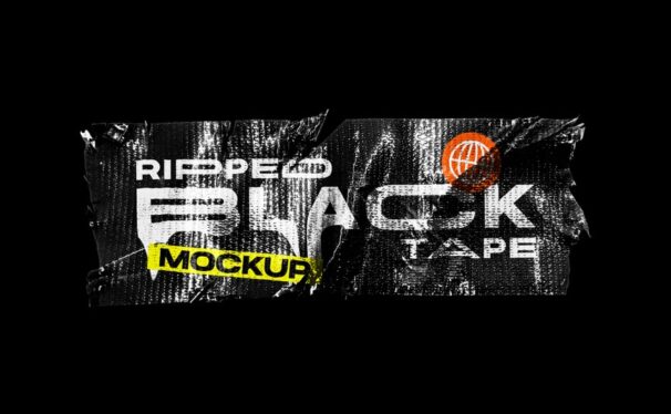 撕裂的黑色胶带模型