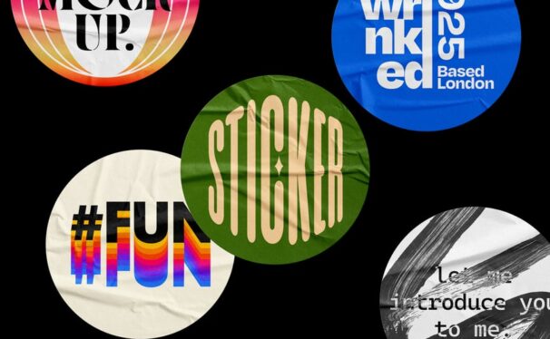 皱巴巴的贴纸模型