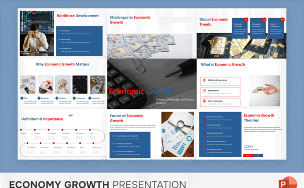 经济增长PPT模板 (PPTX)