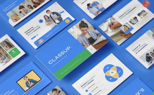 在线课程教育PPT模板 (PPTX)