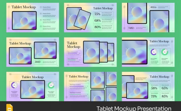 平板电脑模型PPT模板 (PPTX)