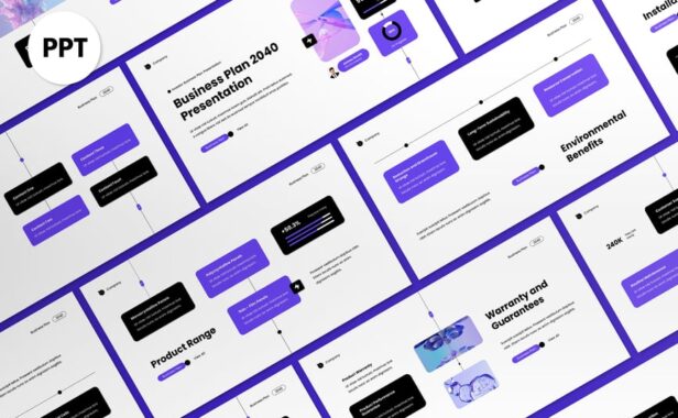 白色紫色商业计划PPT模板 (PPT,PPTX)