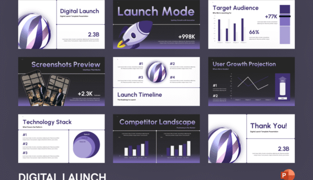 数字发布PPT模板 (PPTX)