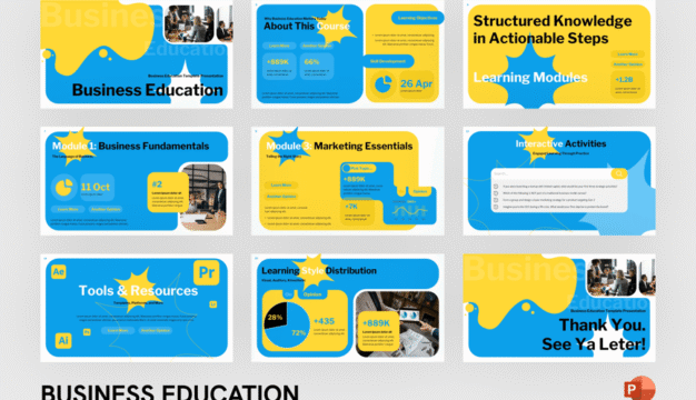 商业教育PPT模板 (PPTX)