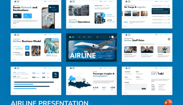 航空公司PPT模板 (PPTX)