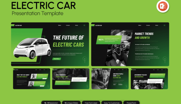 电动汽车PPT模板 (PPTX)