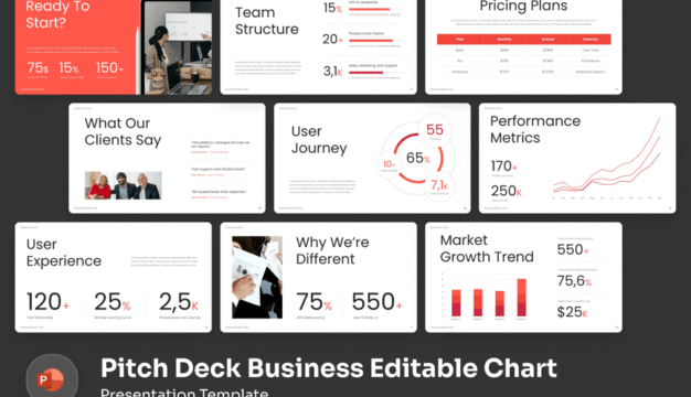 简单的路演业务可编辑图表PPT模板 (PPTX)