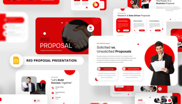 红白色项目建议PPT模板 (PPTX)