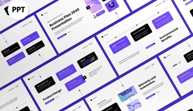 白色紫色商业计划PPT模板 (PPT,PPTX)