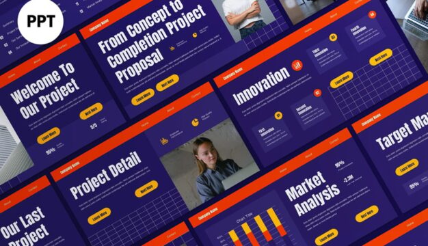 紫色现代业务提议PPT模板 (PPT,PPTX)