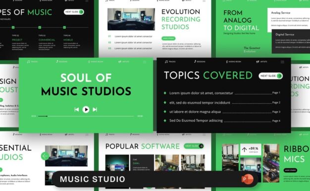 音乐工作室PPT模板 (PPTX)