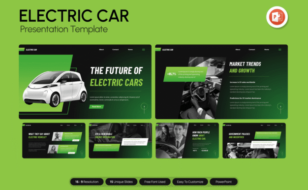 电动汽车PPT模板 (PPTX)