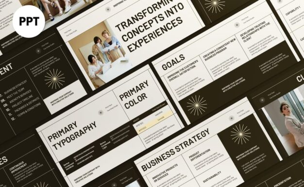 棕色奶油项目介绍PPT模板 (PPT)