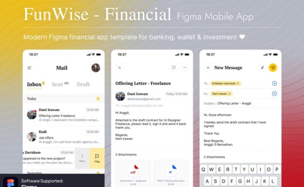 邮件阅读器 Figma 移动应用模板