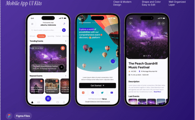 活动和门票预订移动应用程序 UI 套件