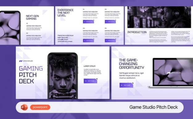 游戏工作室PPT模板 (PPTX)