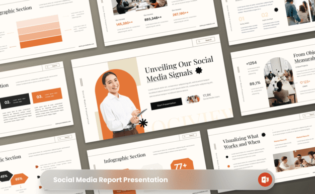 社交媒体报告PPT模板 (PPTX)