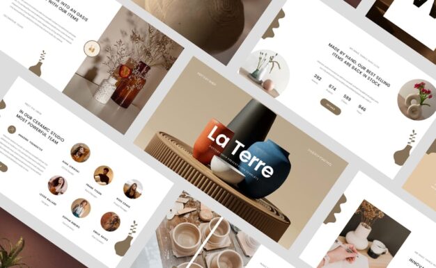 陶器商店PPT模板 (PPTX)