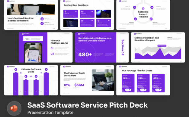 SaaS软件服务商业计划PPT模板 (PPTX)