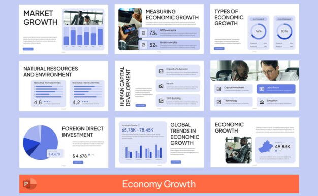 经济增长PPT模板 (PPTX)