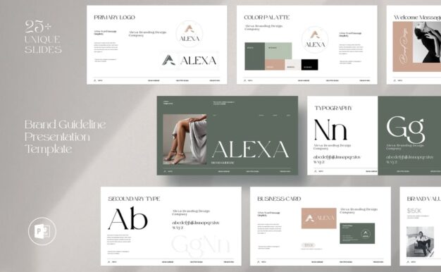 品牌指南演示模板PPT模板 (PPTX)