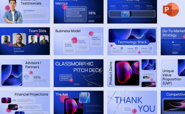 玻璃拟态风格提案演示文稿PPT模板 (PPTX)