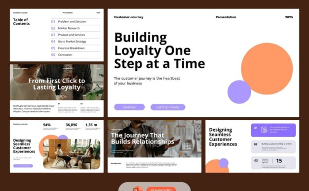 白色紫色橙色客户旅程计划PPT模板 (PPTX)