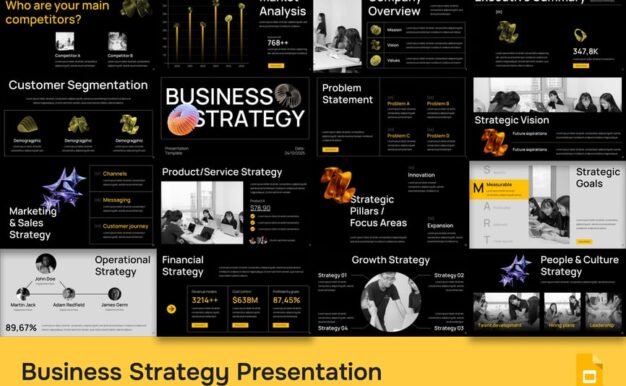 业务策略PPT模板 (PPTX)