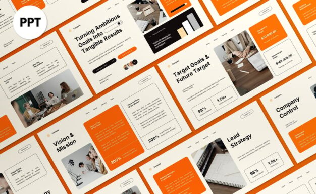 奶油橙色现代商业计划PPT模板 (PPT,PPTX)