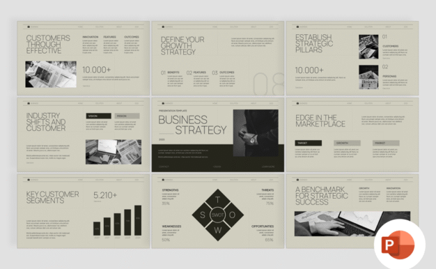 业务策略PPT模板 (PPTX)