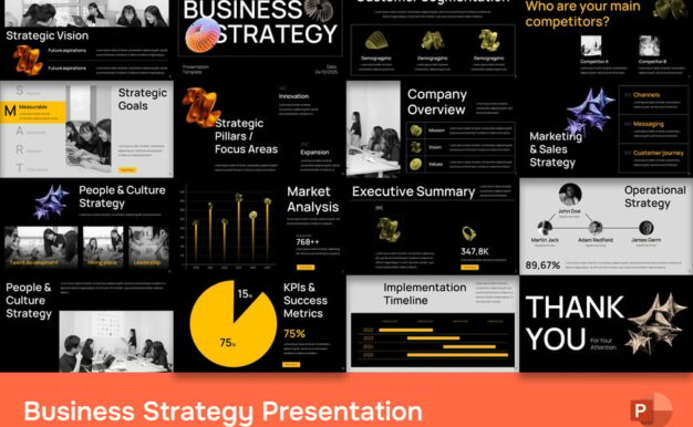 业务策略PPT模板 (PPTX)