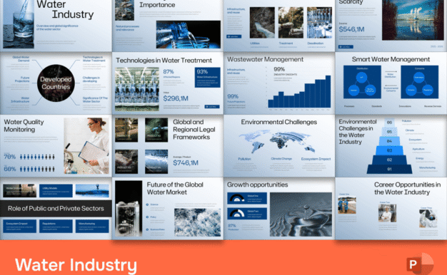 水行业介绍PPT模板 (PPTX)