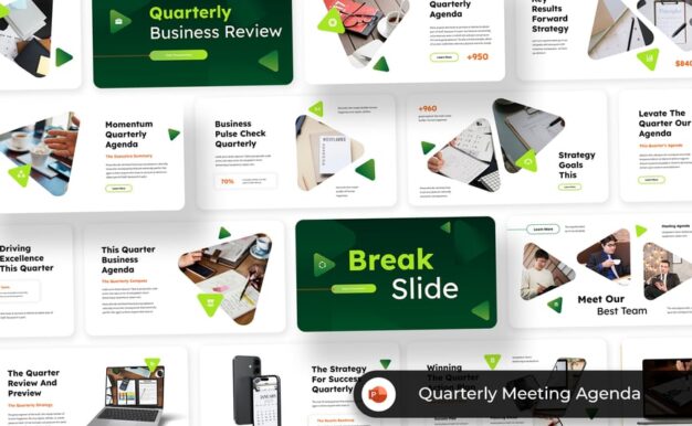 季度会议议程 PPT模板 (PPT,PPTX)