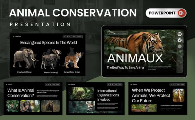 动物保护PPT模板 (PPTX)