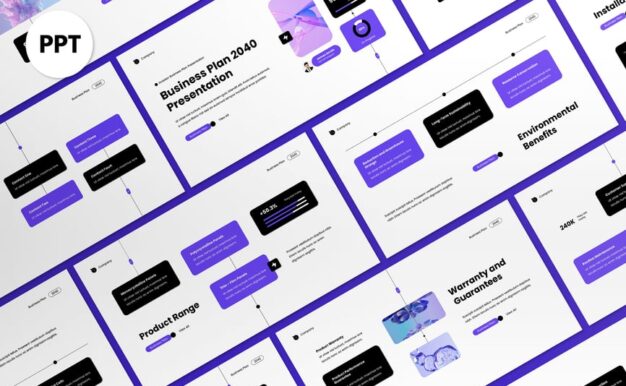 白色紫色商业计划PPT模板 (PPT,PPTX)