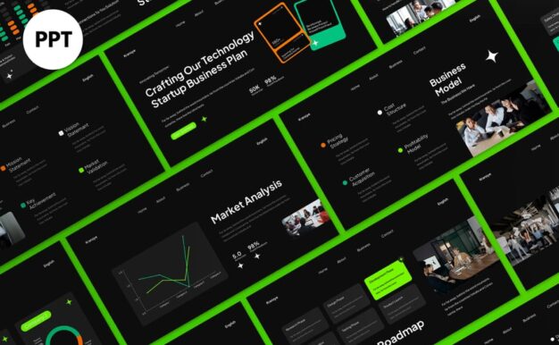 黑色绿色现代商业计划PPT模板 (PPT,PPTX)