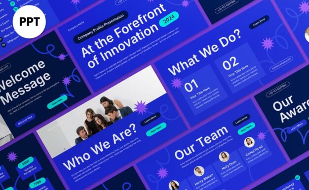 蓝色现代公司资料PPT模板 (PPT,PPTX)