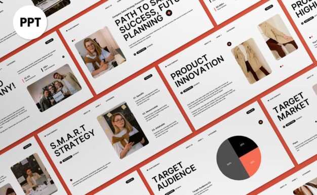 白色橙色销售策略计划PPT模板 (PPT,PPTX)